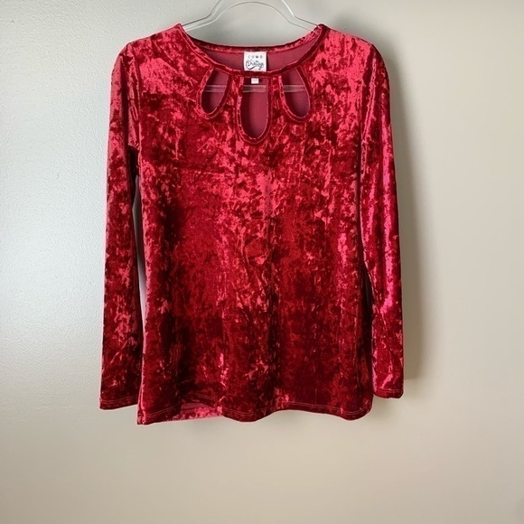 COMO Vintage Red Crushed Red Velvet A-Line Tunic - Picture 2 of 12
